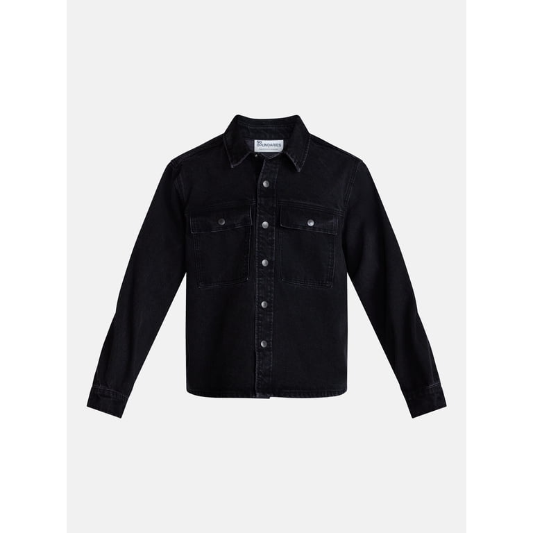 No Boundaries Men's Washed Denim Shacket photo 5