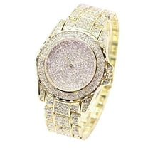 UDIYO Women Luxury Full Shiny Rhinestone Round Quartz Movement Wrist Watch Bracelet