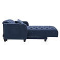 thumbnail image 6 of Modern Convertible Sofa Bed, Linen Upholstered Leisure Sofa with Adjustable Backrest and Wooden Legs, Comfy Accent Sofa with Pillow and Side Pocket, Daybed for Living Room, Bedroom, Balcony, Navy, 6 of 9
