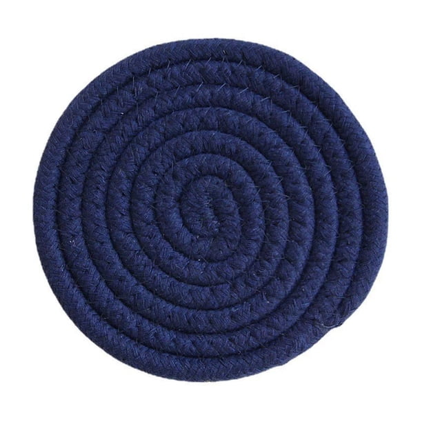 Xiao Hua Juego de 4 posavasos de algodón resistentes al calor para proteger la mesa, de 10 cm (4,33 pulgadas), color azul oscuro.