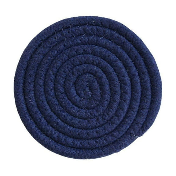 Zhuge 4Pcs Coasters Heat-Resistant Cotton Woven Coaster Set for Tabletop Protection Suitable-4.33inch,Dark Blue