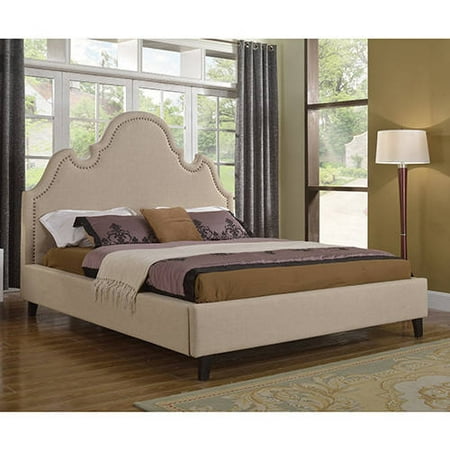 Best Master Furniture Emili Upholstered Fabric Bed, Tan,