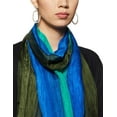 thumbnail image 2 of Stylore 100% Silk Scarf Lightweight Sunscreen Wrap Scarves Stripe Green Blue Long, 2 of 4