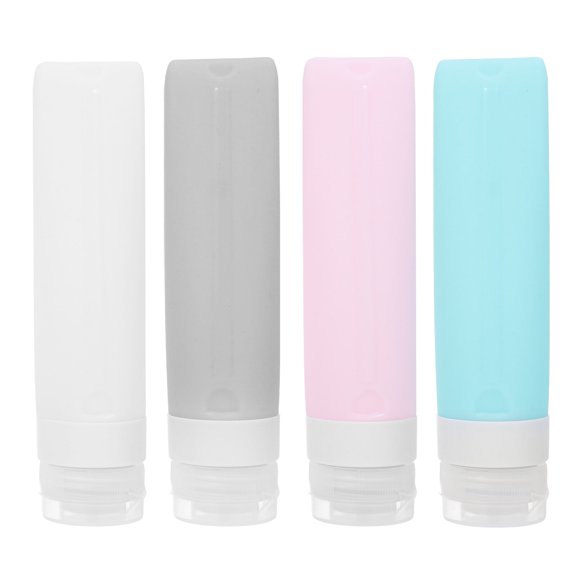 4Pcs Silicone Toiletries Bottles Travel Liquid Sub Bottle Hotel Lotion Dispenser