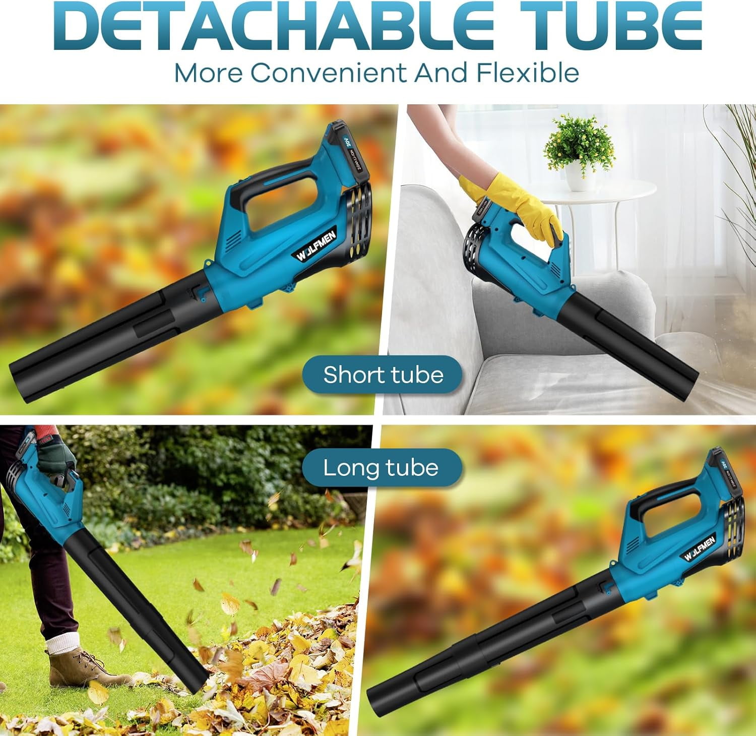 DARKIRON Cordless Leaf Blower, 20V Leaf Blower with 2 Batteries & Charger,Up to 450CFM/150MPH, 2 Variable Speed, Lightweight for Blowing Leaves, Patio Cleaning, Lawn Care and Dust (Blue)