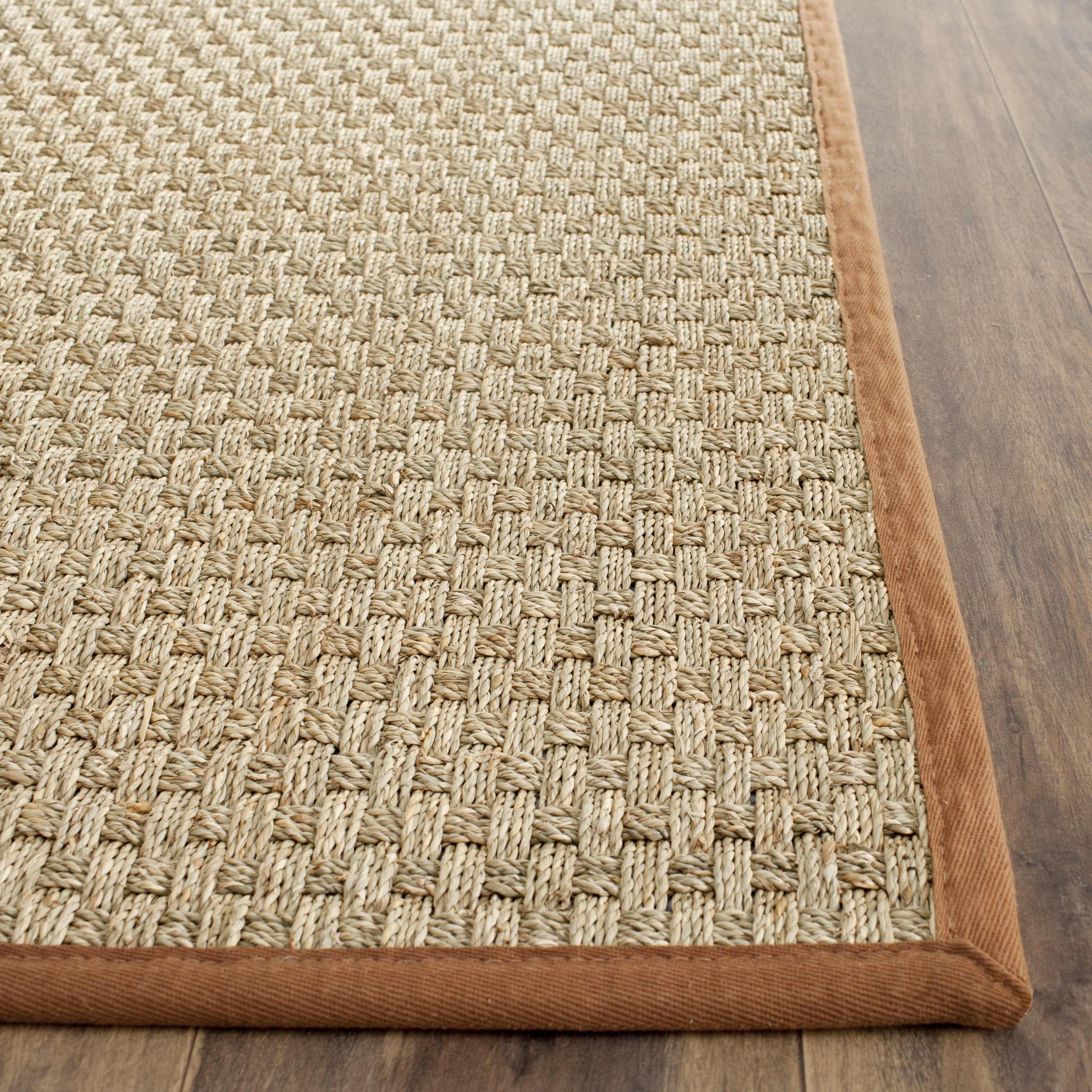 SAFAVIEH Natural Fiber Arbor Bordered Runner Rug, Natural/Brown, 2'6" x 16' - Coastal Design, Natural & Brown, Seagrass, Ideal for Entryway, Kitchen, Living Room, Office, Hallway