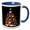 Blue/White, variant on 3drose, Christmas Tree with Gifts and Many Pugs and French Bulldogs, 11oz Two-tone Black Mug