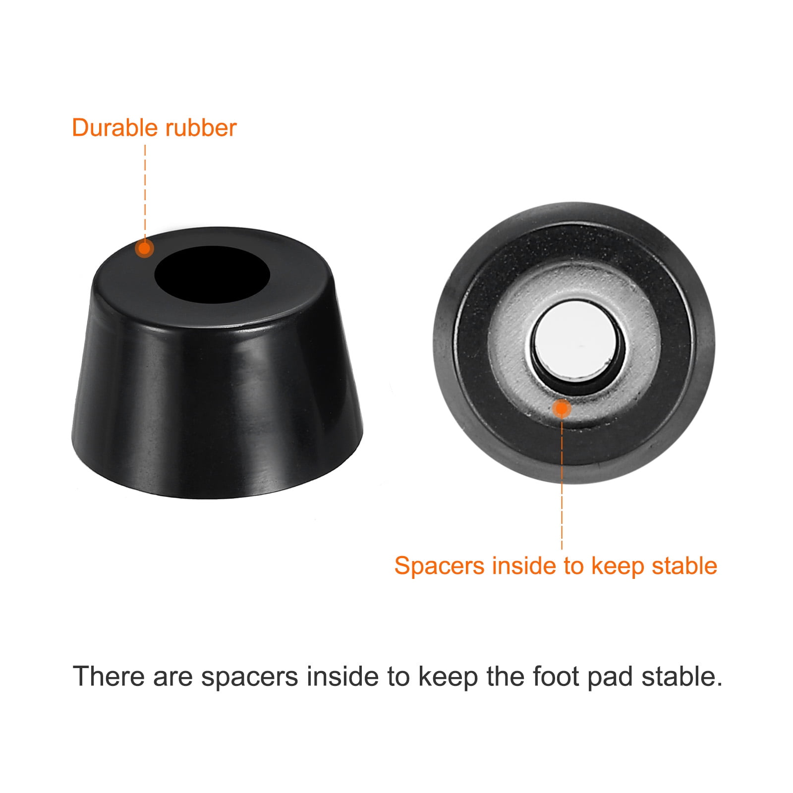 Unique Bargains Cutting Board Feet Round Rubber Bumpers Pads with Screws 0.19"x0.65" 4Pcs