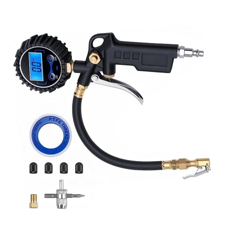 ROCKROK Digital Tire Pressure Gauge Inflator with Rubber Hose Quick Connect Coupler