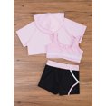 thumbnail image 3 of Miutii Kids Girls 3pcs Dance Outfit Gymnastic Sports Tracksuit Short Hoodie Hooded with Tank Top Pink 12, 3 of 9