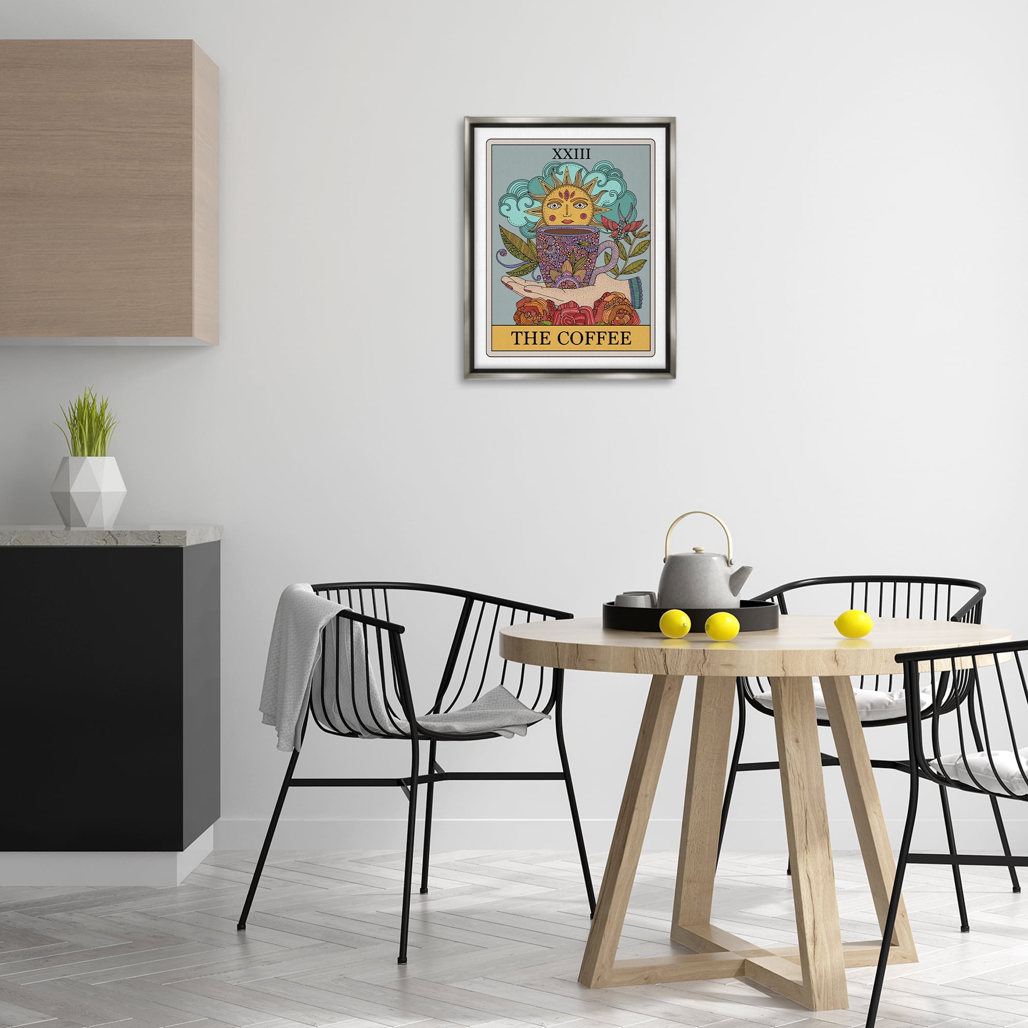 Stupell Industries The Coffee Tarot Food & Beverage Painting Gray Floater Framed Art Print Wall Art, 17 x 21