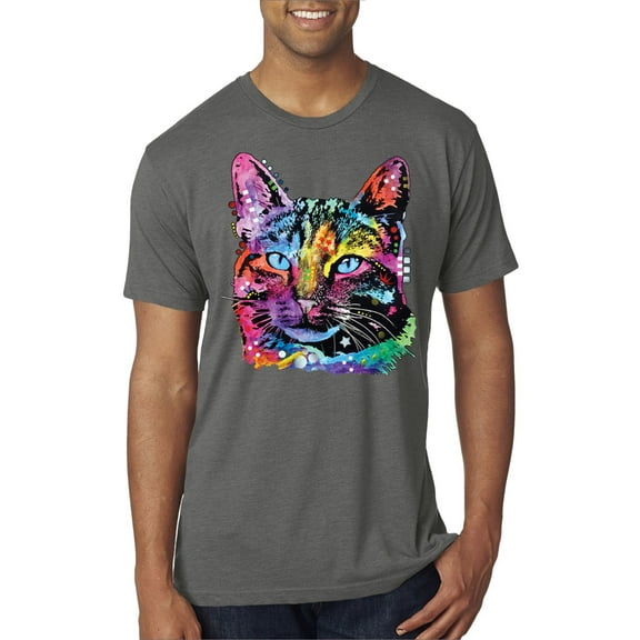 Cute Cat | Dean Russo Art Animal Lover Mens Premium Tri Blend T-Shirt, Dark Heather, X-Large