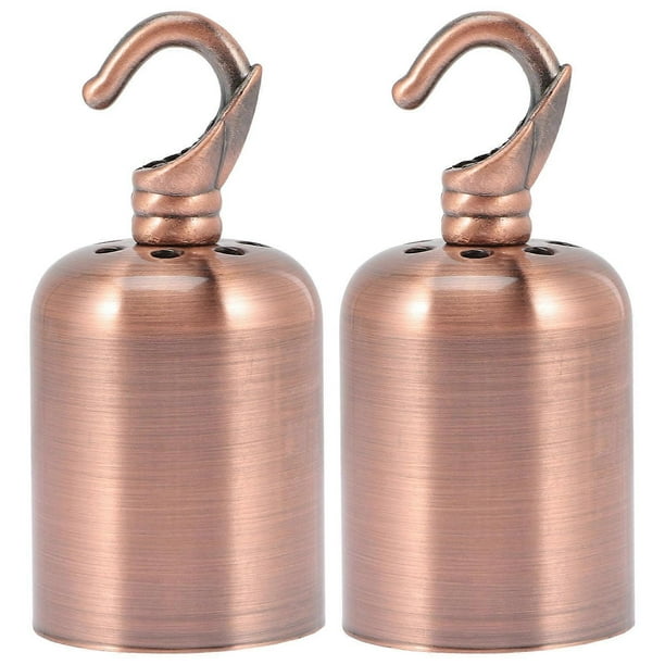 2pcs Light Brown Metal Lamp Sockets with Hook Design for Home Office Use E27 Base
