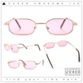 thumbnail image 2 of Timless Iconic Hipster Metal Rim Narrow Rectangle Snug Hustler Sunglasses Gold - Pink, 2 of 8