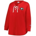 thumbnail image 2 of Women's Fanatics Red Georgia Bulldogs Lace-Up Waffle Knit Plus Size Long Sleeve T-Shirt, 2 of 3