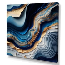 Designart Vibrant Blue And Gold Flow Art II Canvas Wall Art