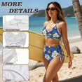 thumbnail image 5 of Garronmavis High Waisted Bikini Sets for Women Tummy Control Twist Front Swimsuit Side Tie Halter Bathing Suit Tropical Floral Beachwear Two Piece, 5 of 6