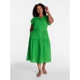 thumbnail image 2 of Time and Tru Women's and Women's Plus Double Cloth Midi Dress, Sizes XS-4X, 2 of 5