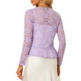 thumbnail image 4 of INSPIRE CHIC Valentine's Day Women's Floral Lace Cardigans Tie Front Ruffled Hem Sheer Crop Bolero Shrug S Light Purple, 4 of 7