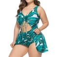 thumbnail image 1 of Plus Size Floral Print Halter Swimwear One Piece Pin up Tankini Swimwear, 1 of 5