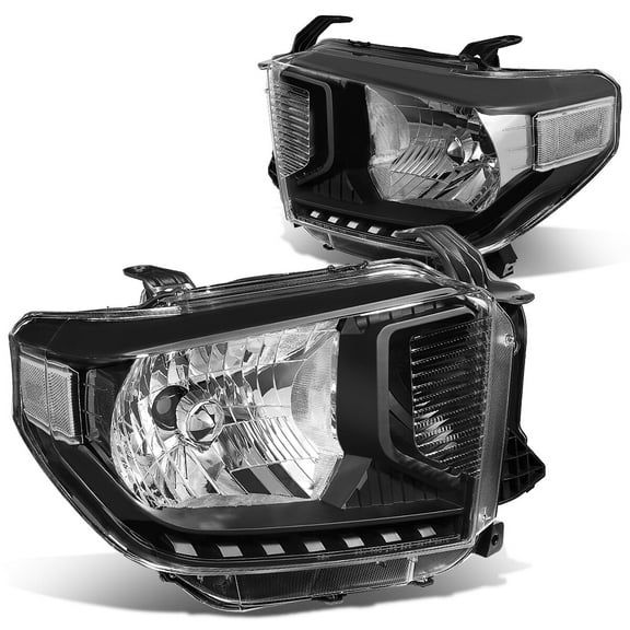 DNA Motoring HL-OH-TTUND14-BK-CL1 For 2014 to 2021 Toyota Tundra Pair Black Housing Clear Side Headlight Headlamps