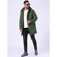 thumbnail image 2 of DARING DIVA Men's Mid-Length Outerwear Zipper Quilted Hooded Padded Coat S Dark Green, 2 of 7