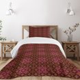 thumbnail image 3 of Ambesonne Damask Quilted Bedspread Set 2 Pcs, Abstract Victorian Style, Twin Size, Orange Magenta Black, 3 of 6