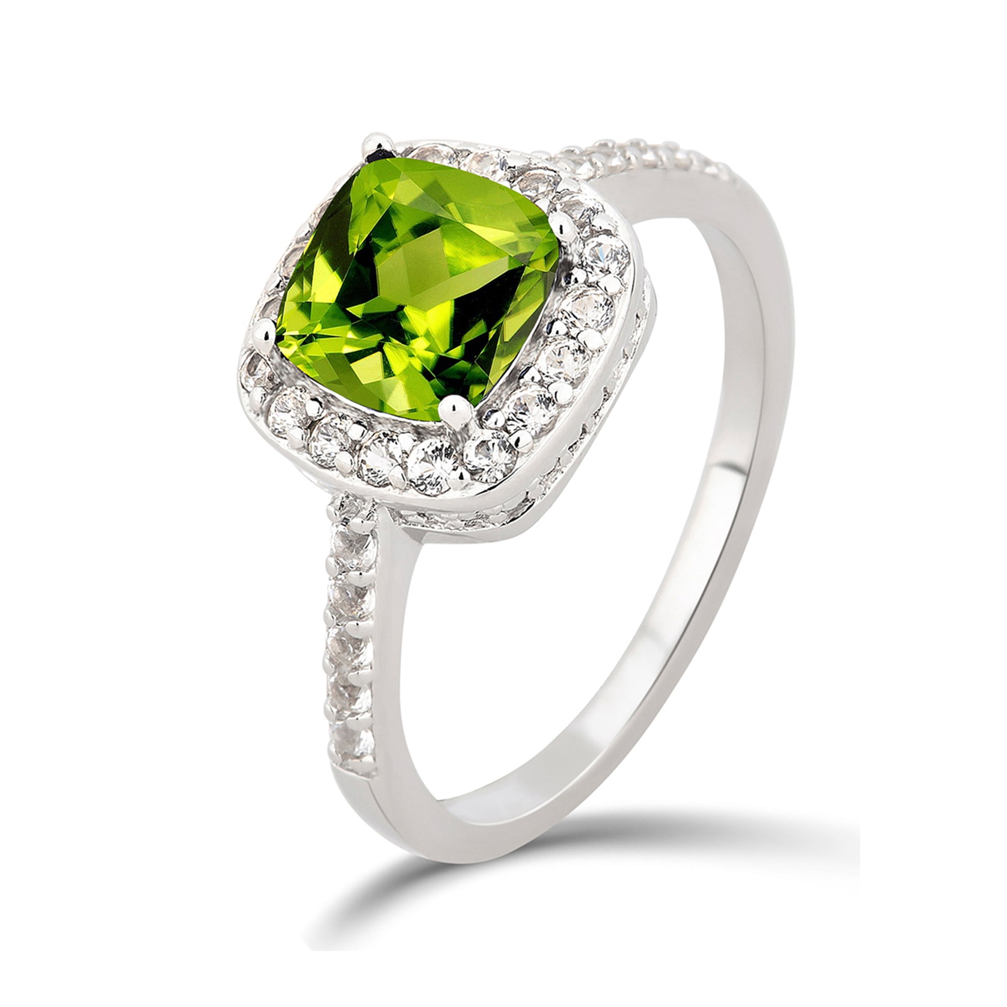 Diam accent, Created Peridot & White Sapphire Sterling Silver 3 pcs Jewelry Set