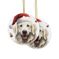 thumbnail image 2 of DistinctInk Hanging Ceramic Christmas Tree Ornament with Gold String - Great Gift/Present - 2 3/4 inch Diameter - Great Pyrenee Design, 2 of 4