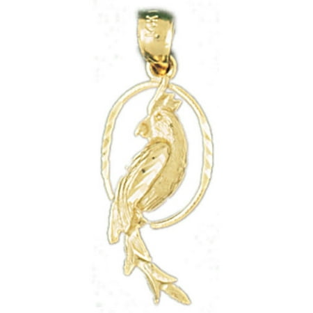 14K Yellow Gold Parrot Pendant - 26 mm