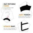thumbnail image 5 of Percha de terciopelo para pantalones, percha antideslizante para pantalones cortos, perchas para pantalones vaqueros, perchas de terciopelo múltiples (negro, 3), 5 of 5