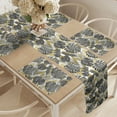 thumbnail image 2 of Ambesonne Banana Leaf Table Runner & Placemats, Modern Aloha Style, Placemat 4 pcs + Runner 14"x90", Charcoal Grey and Khaki, 2 of 2