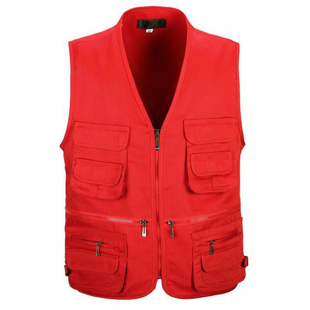 Men's Outdoor Pocket Fishing cotton Vest Photo Travel Waistcoat Work Jacket