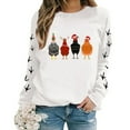 thumbnail image 3 of Wangmeiwg Women's Sweatshirts Women's Hoodies Sweatshirt Christmas Oversize Long Sleeve Crewneck Chicken Printed Lightweight Loose Top M White, 3 of 5