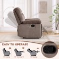 thumbnail image 7 of Bonzy Home Manual Recliner Chair — Single-Seat Reclining Sofa Chair with Wide Backrest & Overstuffed Headrest, Brown, 7 of 7