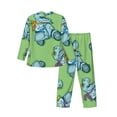 thumbnail image 2 of Kll Motorcycle Riding Dinosaur Sleepwear Mens Flannel Pajamas,Long Cotton Pj Set, 2 of 9