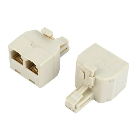 Unique Bargains 2 Pcs RJ11 M/F 1 to 2 Ports Telephone Modular Converters Jointers