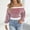 Wine, variant on Women Striped off Shoulder Knit Sweater Lantern Long Sleeve Loose Pullover Top, Fashion Color Block Knitwear for Autumn Winter Black