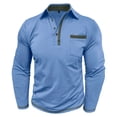 thumbnail image 5 of Men Cotton Polo Shirts Long Sleeve with Pocket Golf Shirts Shirts for Men Casual Work Athletic Collared T-Shirts Size 3XL Light Blue, 5 of 7