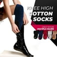 thumbnail image 5 of Lian LifeStyle Women's 1 Pairs Awesome, Breathable, Fancy and Cozy Knee High Cotton Boot Socks HR158212Size 6-9 Navy1p6, 5 of 6