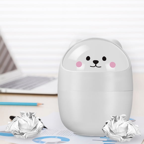 FUTUREORYY 2Ud Basurero De Plata Con Tapa Adorable Para Uso En Hogar Y Oficina