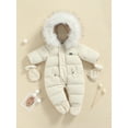 thumbnail image 2 of Bagilaanoe Newborn Baby Girl Boys Winter Hooded Jumpsuits Quilted Puffer Coat Romper Long Sleeve Footie Bodysuit 6M 9M 12M 18M 24M Infant Warm One Piece Outwear, 2 of 9