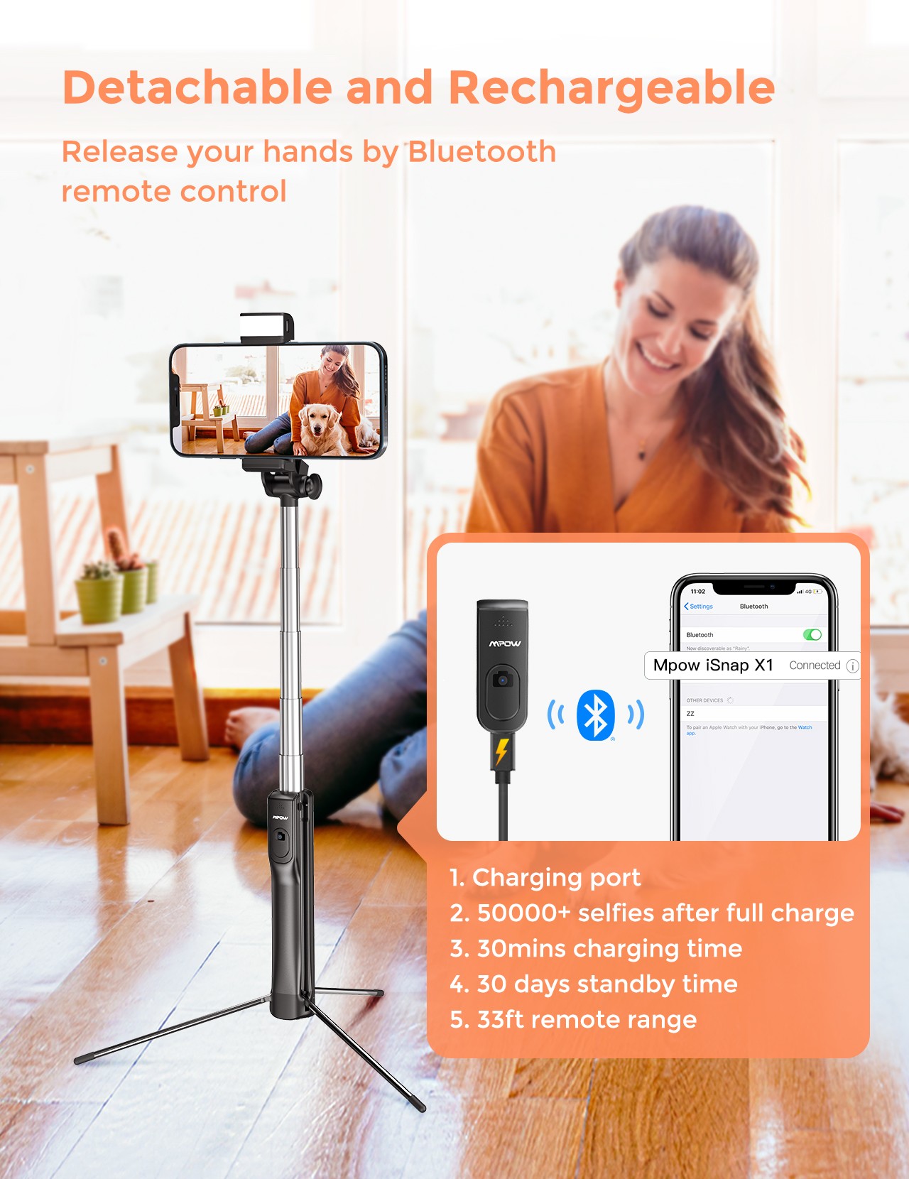 Extendable Tripod Selfie Stick Monopod 