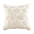 thumbnail image 3 of Halloween Decor, 18X18 Inch Halloween Throw Pillow Cover, Plush Pumpkin Leaf Fall Throw Pillow Cover, Cream White Neutral Fall Pillow Cover, No Insert, Soft Fuzzy Sofa Couch, 3 of 6