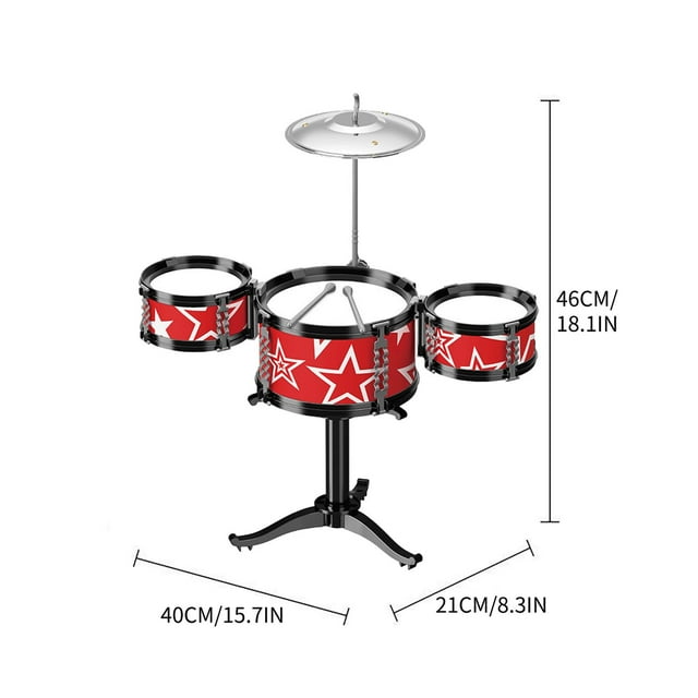 Aodebiao Drum Set Musical Instrument Toy with Stool Beginner Jazz Kit for Toddlers Early Learning Development Sturdy Safe Playtime Gift