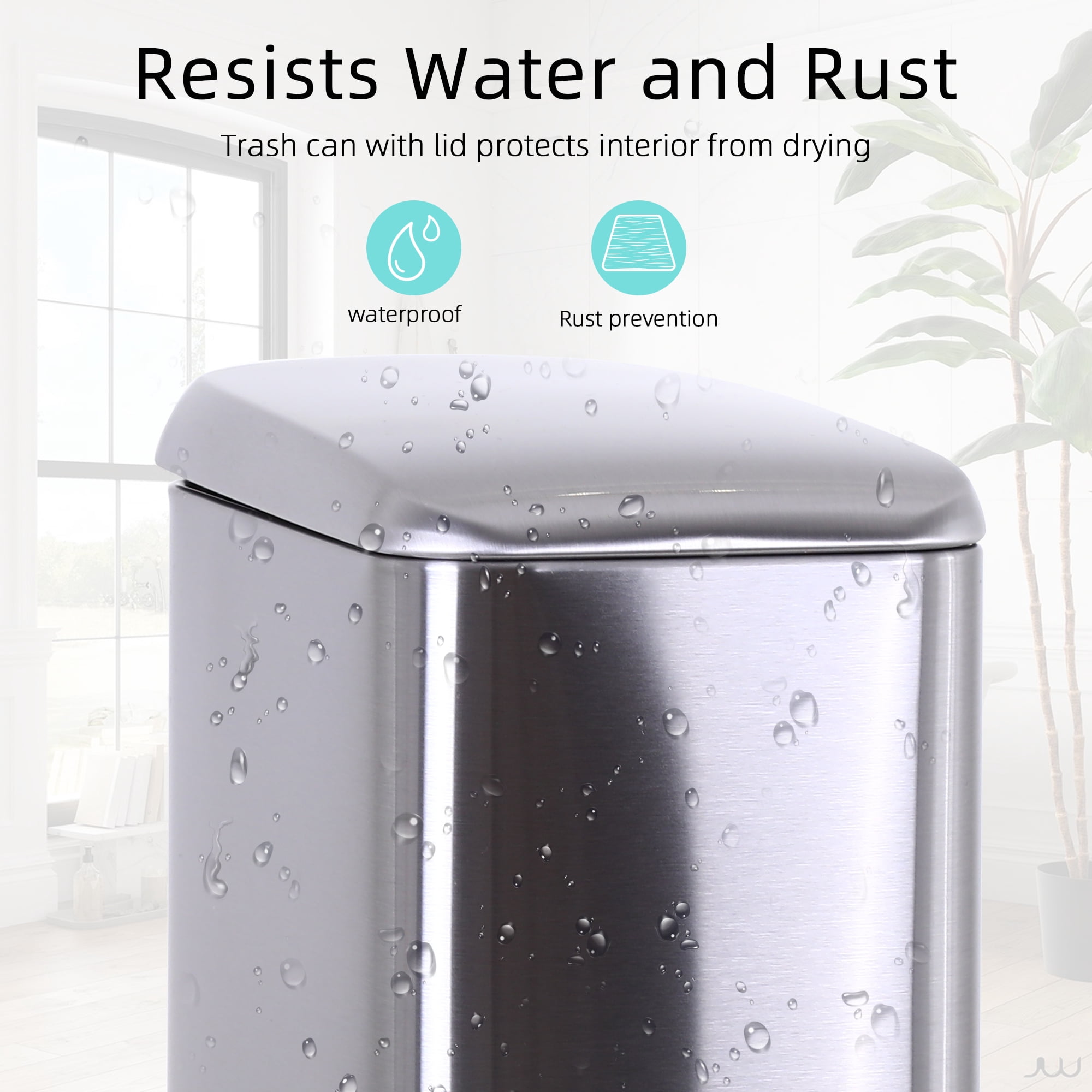 CL.HPAHKL Small Bathroom Trash Can with Soft Close Lid, 1.3 Gallon Stainless Steel Garbage Can with Removable Inner Bucket, Foot Pedal, Mini Trash Bin for Toilet, Home Office (Silver)