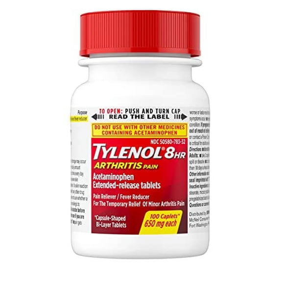 Tylenol 8 Hour Arthritis & Joint Pain Acetaminophen Caplets, 100 Count