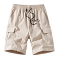 thumbnail image 7 of HKYNLAG Mens Cargo Shorts Elastic Waist Drawstring Casual Work Shorts Summer Hiking Outdoor Shorts with 4 Pockets Beige XL, 7 of 7
