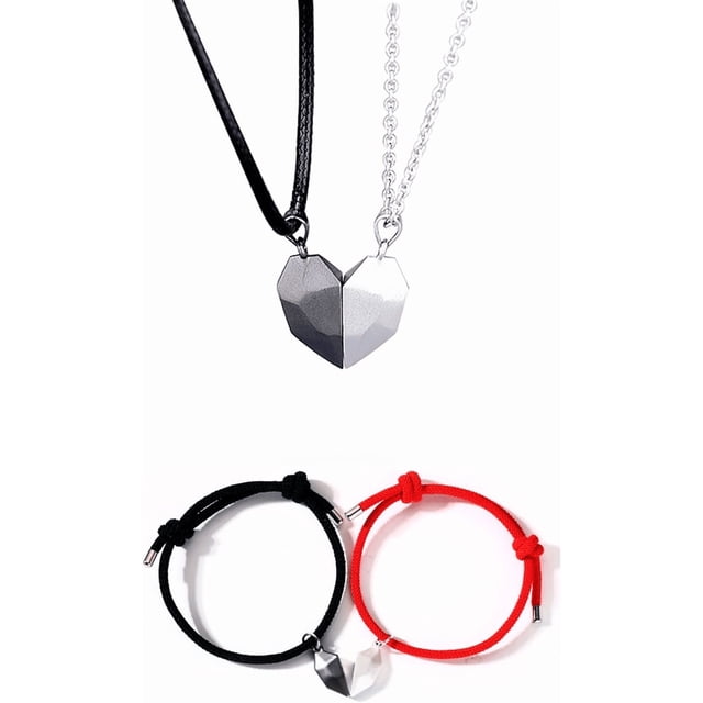 collar pareja, collares para pareja magnetico con forma de corazon, collar iman para pareja Xtellar blanco
