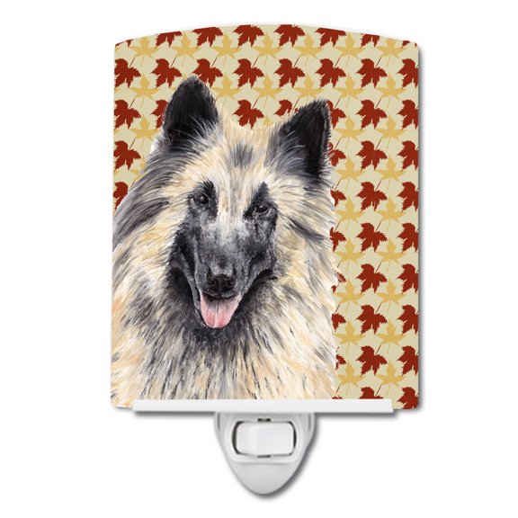 Belgian Tervuren Fall Leaves Portrait Ceramic Night Light